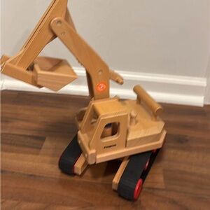 Natural Wood Construction Excavator Toy